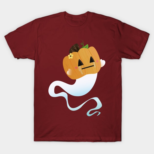 Pumpkin Head Ghost T-Shirt by StrayKoi